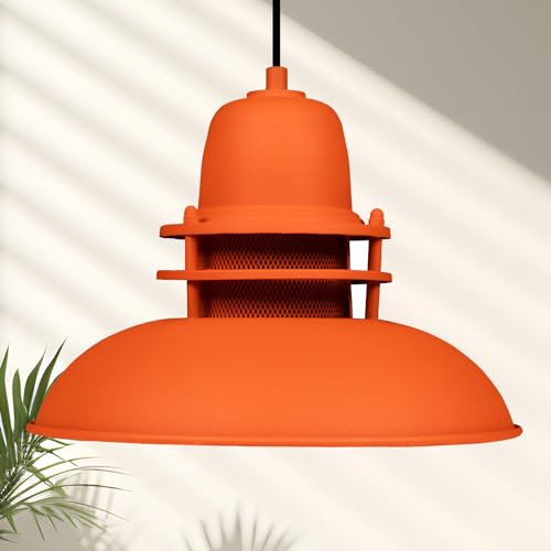 bamyum Hängelampe Leuchtturm, Pendelleuchte Orange, Lampe Ø34 cm Vintage Hängeleuchte Kann als Wohnzimmerlampe, Küchenlampe, Schlafzimmerlampe und Kinderzimmerlampe, Verwendet Werden, E27 Fassung