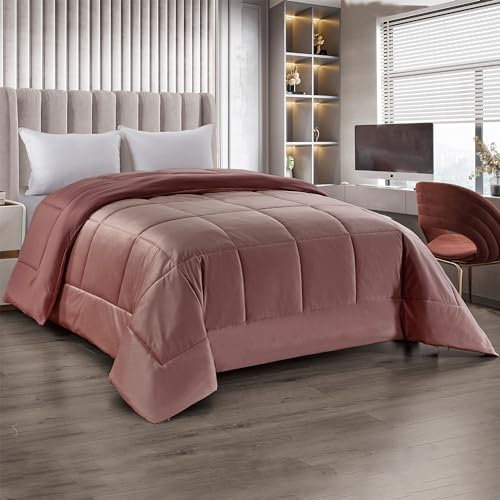 Il Gruppone Passione Casa Trapunta Matrimoniale Velluto Piumone Invernale 625 Gr/Mq Piumino Caldo Due Piazze Inverno Coperta Duck Friendly (Rosa Antico)