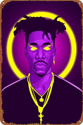 Neon Rapper Dax Rapper Metall-Blechschild, Poster, Vintage-Kunst, Wanddekoration, 30,5 x 20,3 cm