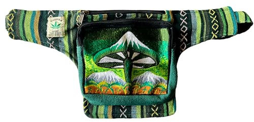 Himalayan Craft Hanf-Bauchtasche aus reinem und natürlichem Bio-Hanfgewebe, einzigartig handgewebt in Nepal, Unisex, böhmische Reisetasche, handgefertigt im Everest-Land, Nepal,