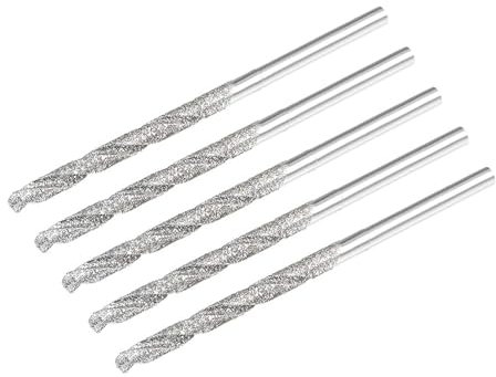 TA-VIGOR 5pc 2.5mm Diamond Twist Drill Bit Set - Heavy Duty for Glass, Wood, Jade, Stone, Tile