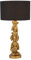 Licht-Erlebnisse Tischleuchte Stoff Resin Affen 51,5 cm hoch E27 in Gold Schwarz Modern dekorative Tischlampe Wohnzimmer Nachttischlampe Schlafzimmer