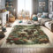 ABAKUHAUS Elefant Dekorativer Teppich, Wilde Natur Rüsseltiere, Hochwertiger Flächenteppich für Schlafzimmer und Wohnzimmer, 122x170 cm, Jadegrün Karamell