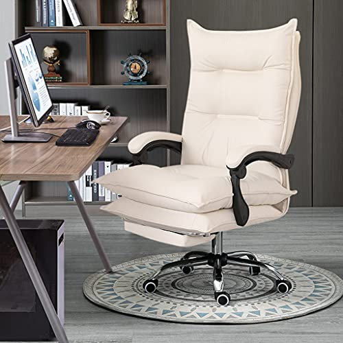 Chefsessel aus PU-Leder, Computertisch mit Lendenwirbelstütze und Armlehne, hohe Rückenlehne, drehbarer Sitz mit Metallfuß, 180 kg Kapazität