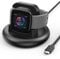 USB C Charger Dock for Fitbit Sense/Sense 2/Versa 4/Versa 3,Upgraded Magnetic Watch Charger Stand with Charging Cable,US B C Charge r Replacement Accessories for Fitbit Charger,Black(USB_C)
