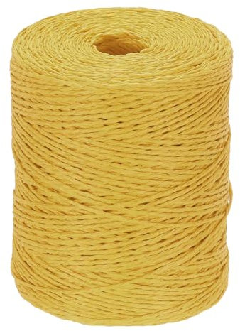 PATIKIL Filo Rafia Cotone Naturale 328 Iarde, Nastro Carta Rafia All'Uncinetto per Cappello da Sole Fai da Te Borsa da Spiaggia Uncinetto Avvolgimento Filati Maglia, Giallo Dorato