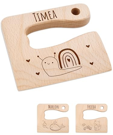 Bärenfreunde Kindermesser ab 1 Jahr, Montessori Messer Holz Kleinkinder | Sicheres Baby Holzmesser und stabiles Schneidemesser ab 2 Jahre, nachhaltiges Buchenholz Hackmesser Spielzeug zum Geburtstag
