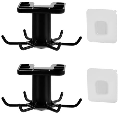BOBOZHONG Kitchen Utensil Holder Hooks,2 PCS 360° Rotating Under Shelf Hooks with 6 Claws Self Adhesive Under Cabinet Tools Hanger Organizer Hook for Kitchen Bathroom Wardrobe
