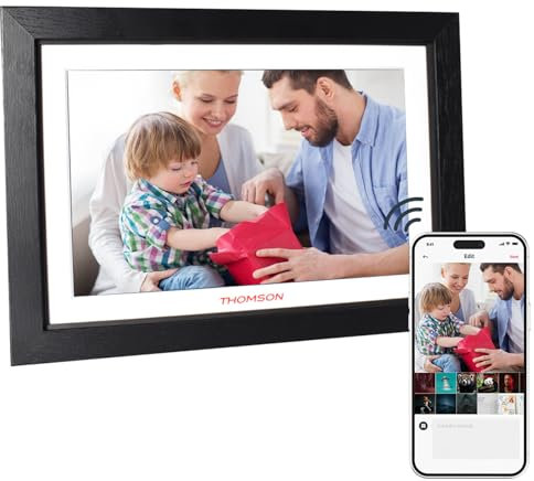 THOMSON Cadre Photo numérique 10,1 Pouces: Cadre Photo numérique WiFi, Cadres Photo numérique 1280 x 800 HD Écran Tactile IPS, Partage d'images Musique Videos du, Autorotation, Mémoire 32 Go