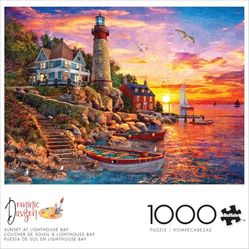 Buffalo Games - Dominic Davison - Sonnenuntergang am Leuchtturm Bay - 1000-teiliges Puzzle für Erwachsene herausforderndes Puzzle perfekt für Spieleabende - Fertige Puzzle-Größe ist 26,75 x 19,75 cm