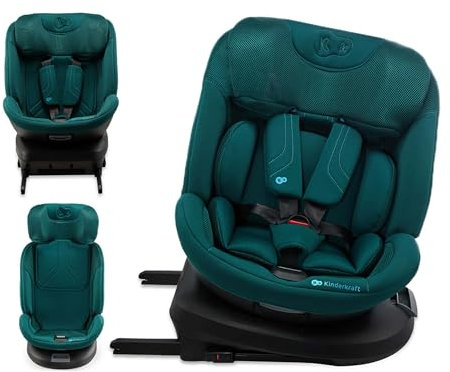 Kinderkraft XPEDITION3 I-SIZE 40-150 cm, Kindersitz 0-36 kg, Reboarder 360 grad drehbar, Isofix station, FWF und RWF, Verstellbare Kopfstütze/Rückenlehne mit Liegeposition, SPS+, H-GUARD+, Grün
