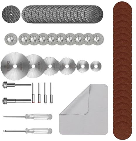 MRUVTC 56Pcs Rotary Cutting Wheels Tool Kit, Resin & Diamond Cut Off Wheels, Mini HSS Saw Blades, Compatible with Wood, Plastic, Metal & Stone