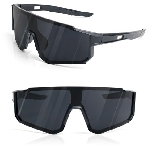 RTUOHUIN Schnelle Brille, Fahrradbrille Sonnenbrille für Herren und Damen UV400 Schutz Sportbrille TR90 Flexiblem Rahmen für MTB Rennrad Fahrrad Ski Laufen Rave - Schwarz