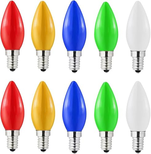 WULUN 10 Stück E14 Farbige LED Glühbirne, 1W E14 Bunte Glühbirnen, für AC220-240v, Dekorativen Beleuchtung for Halloween,Weihnachten,Festival,Rot Gelb Blau Grün Warmweiß
