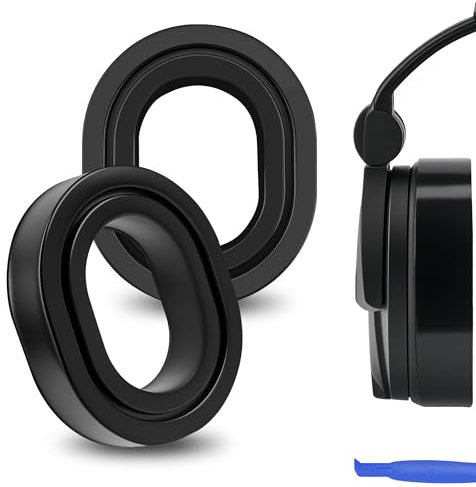 Geekria Silicone Rubber Comfortable Replacement Ear Pads for HyperX Cloud 2/ Alpha/AlphaS/Core/Stinger/Flight, Razer Kaira/Kaira Pro/X, Sennheiser HD280 Headphones (Black)