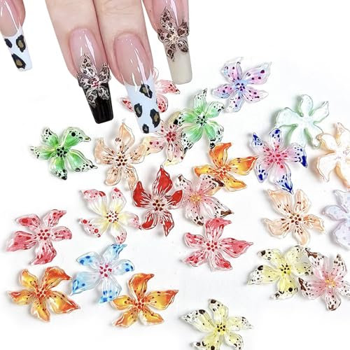 60Pcs 3D Flower Nail Charms Set, Colourful Nail Art Charms Accessories, Nail Charms for Nails, Ideal for Nail Art, Manicure Decoration and DIY Nail Designs, Tiny Flowers