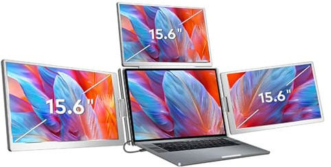 Annadue Monitoraggio Portatile da 15,6 Pollici, Monitor Ultra Slim HD 1080p con Cavo Portatili 1 3 Schermi Pieghevoli per Laptop da 12-18,5 Pollici (Spina europea)