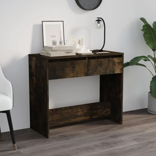 QINXIXINAIXI Table de couloir stable avec 2 tiroirs et plateau de table robuste pour le rangement et la décoration, idéale comme console sous miroir pour vases, cadres photo et plus encore.