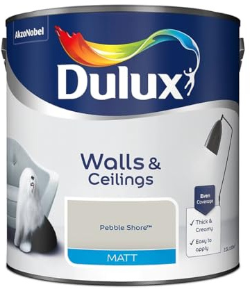Pebble Shore Walls & Ceilings Matt Emulsion Paint 2.5L – Smooth Creamy Finish, Quick Dry, Low VOC, Easy Application for Interior Walls & Ceilings