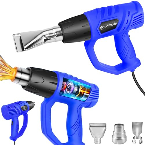 2000W Heat Gun, Professional Hot Air Gun with 3 Nozzles, 300℃- 600℃ Variable Temperature Control with 2-Temp Settings, Overload Protection, Fast Heating, for DIY Crafts, Shrinking PVC, Paint Stripping