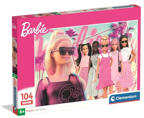 Clementoni Supercolor Barbie - Puzzle 104 Teile | ab 6 Jahren - buntes Kinderpuzzle mit besonderer Leuchtkraft & Farbintensität - Puzzle für Kinder 25006