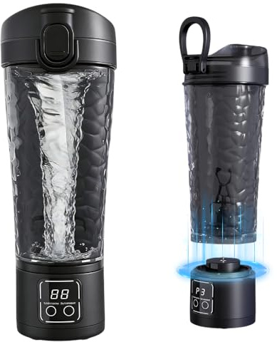 Rppiup Electric Protein Shaker Bottle, 700ml/24oz USB Rechargeable Protein Shaker, 15s Clump-Free Shaker for Protein Shakes, Electric Blender Bottle Portable Gym Bottle for Gym and Travel (Black)