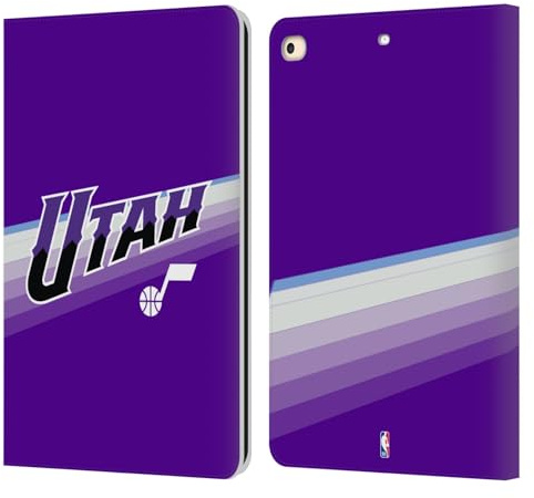 Head Case Designs Offizielle NBA Lila Design Utah Jazz Logo Leder-Wallet-Hülle Kompatibel mit Apple iPad 9.7 2017 / iPad 9.7 2018