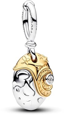 PANDORA Disney Prinzessin Vaiana Herz von Te Fiti-Charm mit im Labor gezüchtetem Diamanten aus Sterling-Silber mit 14K vergoldeter Metalllegierung, Kompatibel Moments, 764385C01