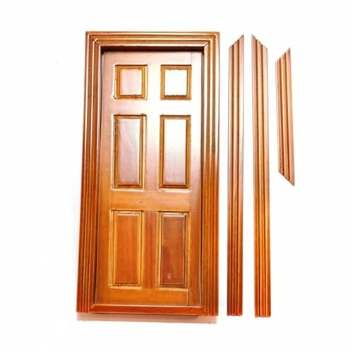 Yorkshire Miniatures Six Panel Internal Walnut Door, Dolls House Miniature, 1:12 Scale, Wood, 17.5cm Height