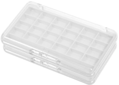 AUTSUPPL Palette Vuote per Rossetti e Ombretti, 2 Pezzi, Scatola Trasparente Divisori Regolabili, Contenitore Portatile per Make Up Personalizzabile e Uso Quotidiano