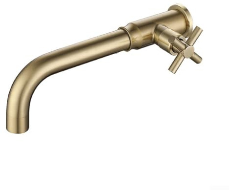 Rubinetto per lavello da parete, miscelatore singolo per acqua fredda, in acciaio inox SUS304, rubinetto da giardino esterno con beccuccio G1/2 di fissaggio moderno, nero oro rosa (oro)