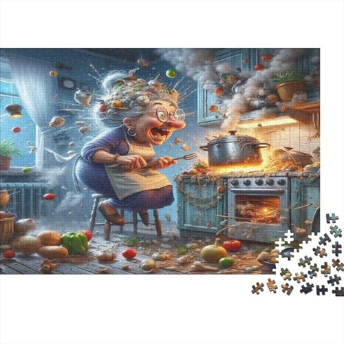 Chaos Küche Koch 1000 Teile Puzzle Puzzle für Erwachsene Papier Familienspiel Konzentration Entspannung Wohndekoration Geschenk 52x38cm/1000pcs