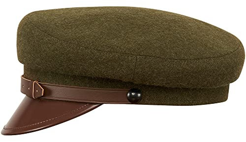 Sterkowski Maciejówka Model 1 | Wolle Schirmmütze für Herren und Frauen | Elbsegler Mütze | Chauffeur Visor Cap | 58 cm Khaki
