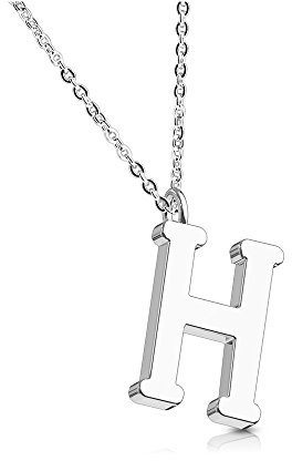 Bungsa BUCHSTABE H Halskette Silber - BUCHSTABEN-ANHÄNGER H Kette - Alphabet Kette für Frauen & Männer - aus Edelstahl - Schmuck für Jungs & Mädchen