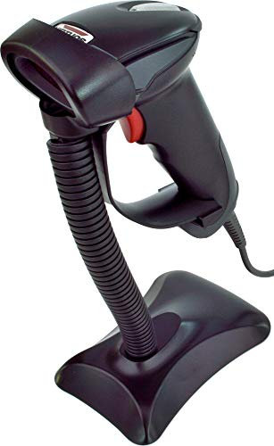 Laser - Lettore di codici a barre HT-900A con tastiera e emulazione RS-232, con supporto, colore: Nero