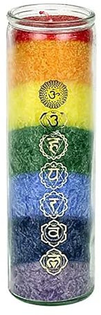 Duftkerze Stearin 7 Chakren - 21x6.5 cm 21x6.5 cm Glaskerze Ritualkerze Chakrenkerze Kerze Chakra