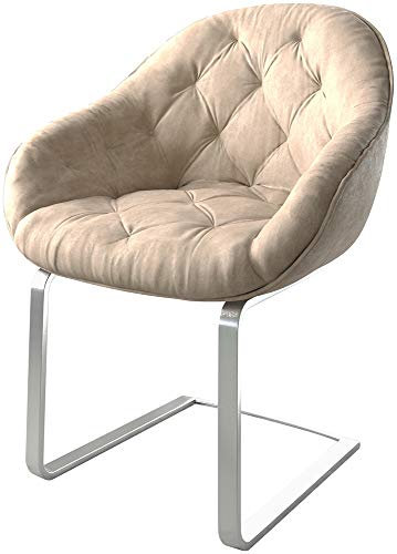 Schwingstuhl Gaio-Flex Freischwinger flach Edelstahl Mikrofaser Beige Vintage