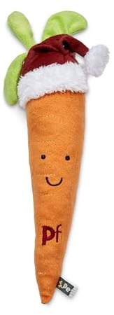 Petface Christmas Carrot Plush Dog Toy with Squeaker, Large (Pack of 2) | Festive Plush Toy, Built-In Squeaker, Durable Materials, for Play