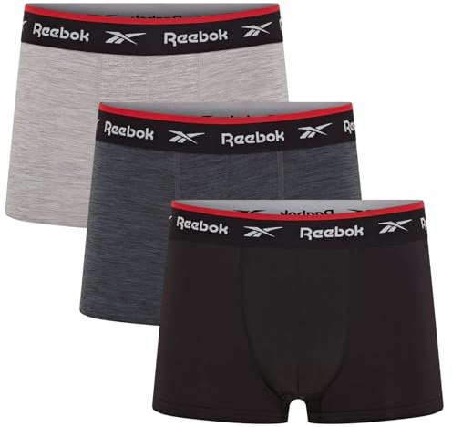 Reebok Redgrave Boxers for Men | Pack of 3 Mens Sports Trunks, Breathable & Stretchable Underwear for Men | Multipack Boxer Shorts