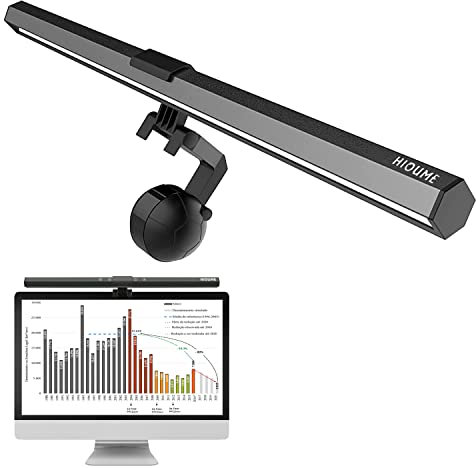 HIOUME Monitor Light Bar, USB Powered LED Computer Light for Desk/Office/Home, 3 Adjustable Color Temperature, 10 Dimming Brightness Levels, No Screen Glare, Black