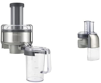 Kenwood AT641 Vita Pro-Active Continuous Juice Extractor & Chef/XL AT340 Continuous Slicer/Grater Attachment - Grey