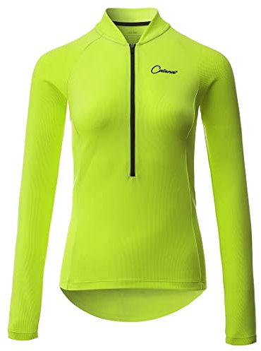 CATENA Radtrikot Damen Langarm Fahrradtrikot Moutainbike Tops Fahrradshirt Bikeshirts MTB Rennrad Radsport Bekleidung Atmungsaktiv Schnell Trocknend Einfarbig Cycling Jersey für Frauen, Grün, XS