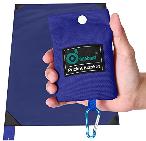 Odoland Picnic Blanket 110 x 160 cm Pocket Blanket Heatproof Sandproof Thin Ground Sheet - Lightweight Foldable Beach Mat for Outdoor Camping, Travel, Hiking, Picnic for 1-2 People