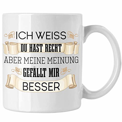 Trendation - Lustiges Geschenk für Männer Frauen Tasse Besserwisser Geschenkidee Lustige Tasse mit Spruch (Weiß)