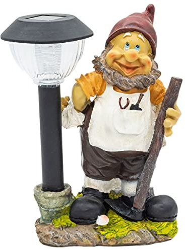 Wichtelstube-Kollektion XL Gartenzwerg Fred, Gartenfigur mit Solarlampe LED Gartenbeleuchtung Solar Gartenzwerge solarleuchten Garten Solarlampen für außen Gartendeko