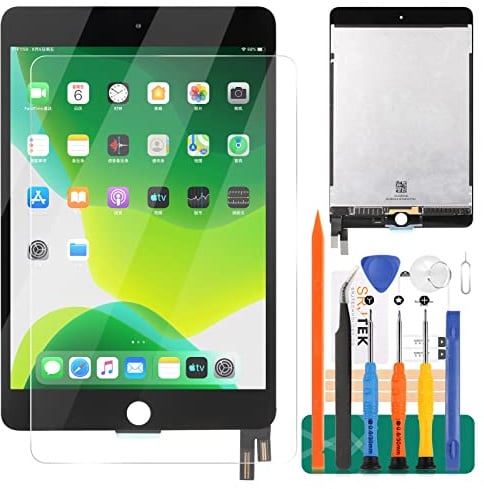 Écran LCD de rechange pour iPad Mini 4 2015 7,9 A1538 Touch Digitizer Compatible avec A1550 Assemblage avec bouton Home Kit de réparation (Noir)