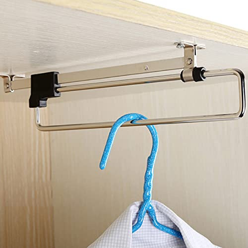 Asta telescopica per armadio, retrattile, per armadio, asta estraibile, appendiabiti per asciugamani, barra estensibile, organizer per riporre oggetti, asta telescopica lucida, 30,5 cm
