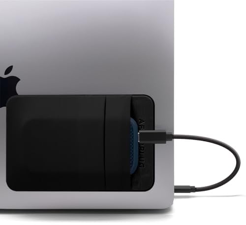 Afterplug 2-Taschen-Klebetasche für Laptops, kompatibel mit tragbaren externen SSDs, Magic Mouse, USB-Kabel und mehr – Schwarz