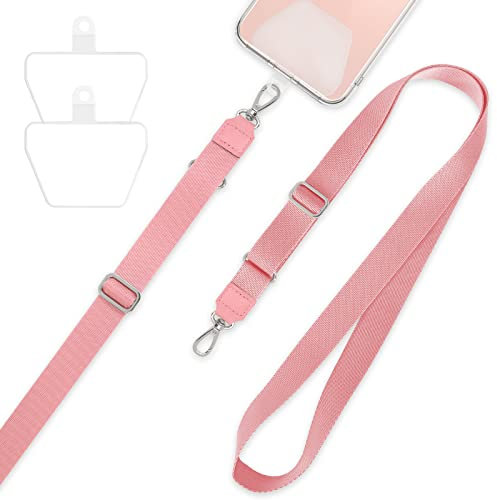 mylovetime Handy Band Universal Crossbody, Handyband zum Umhängen Mit 2 Selbstklebenden Pads, Verstellbar Umhängeband Lanyard Kompatibel Mit Allen Smartphones Rosa