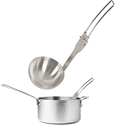 a-r Cucharón de sopa de camping al aire libre, cuchara de sopa con mango plegable, colador de mango plegable, cucharón skimmer para cocinar y freír, equipo de cocina al aire libre